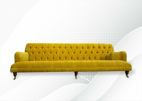 Chesterfield 4-seater living room modern design couches sofa new furniture fabric yellow