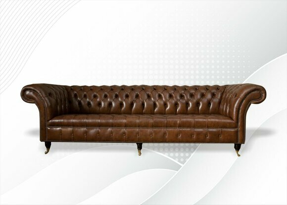 Chesterfield 4 seater modern design couches leather sofa xxl big furniture brown sofas