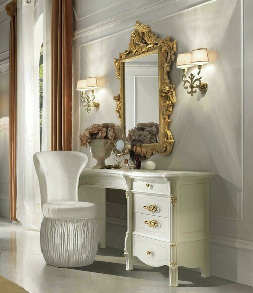 Dressing Table Mirror Stool Sideboard Bedroom Chest of Drawers Baroque Rococo 3 Pieces New Solid Wood