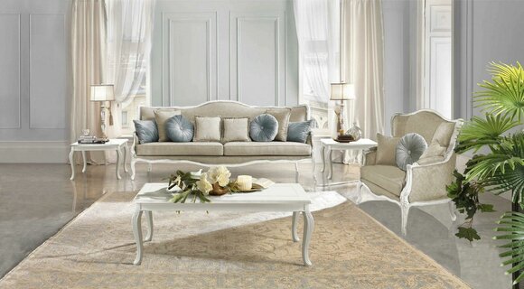 Italian furniture 3 seater classic baroque rococo sofa textile fabric couch new