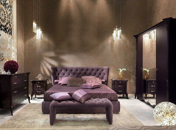 Bed upholstery design luxury double hotel beds sleeping room luxury purple 180x200cm