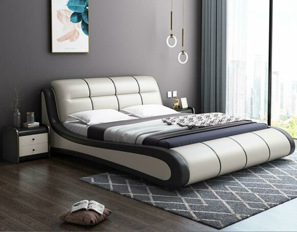 Luxury Upholstered Beds Textile Double New Bedroom Design Bed Leather Marriage Hotel