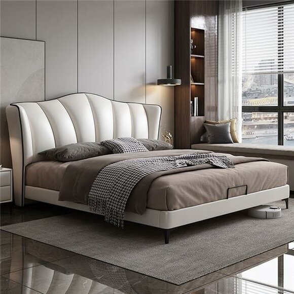 Beds Textile Hotel Luxury Upholstery Seat Leather Italy Designer Bed Bedroom