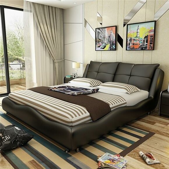 Modern Hotel Frame Luxury Sleeping Room Beds Design Leather Bed Double Marriage