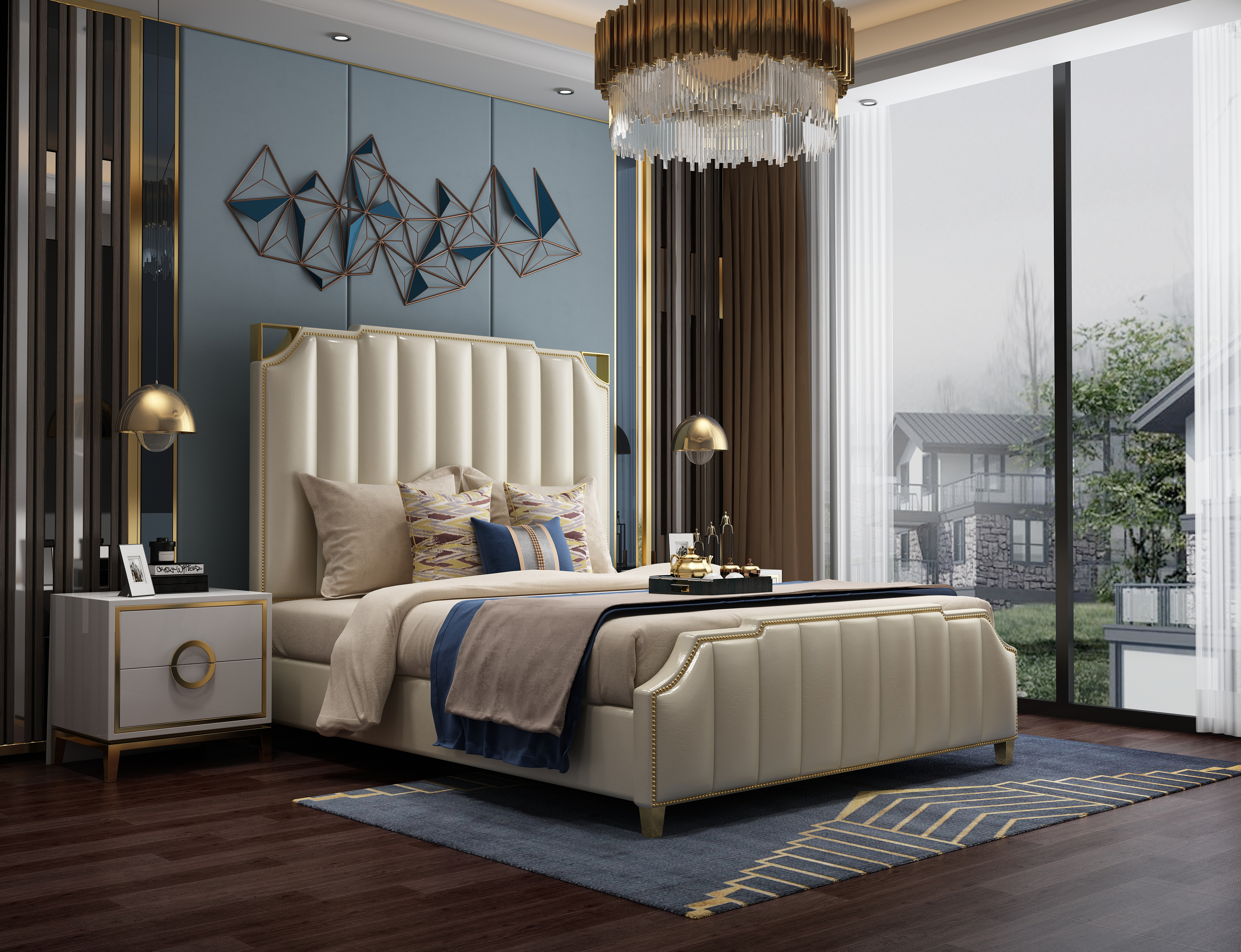 Design Bed Beds 180x200cm Dubai Double Hotel Wood Bedroom Luxury Bed