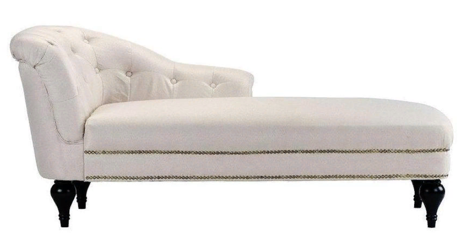 Chaise Longue Living Room Beige Furniture Lounger Modern Design Sofa Fabric Textile White