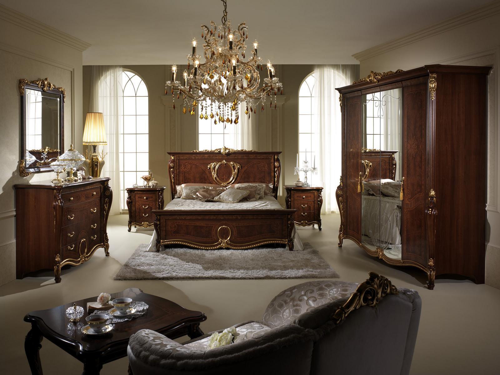 Bedroom set 6 pieces. Design luxury furniture bed bedside table chest of drawers Arredoclassic