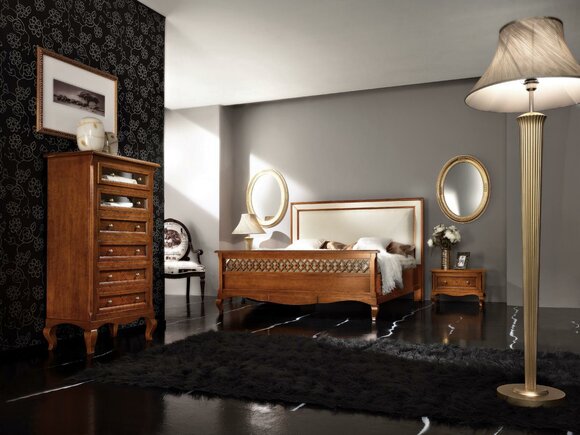 Design classic luxury furniture modern bed 2x bedside table 4-piece bedroom set