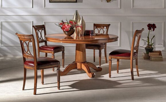 Round tables Furniture Antique style dining table Italian dining tables Wooden tables