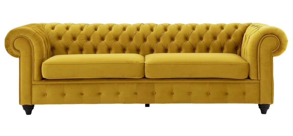 Yellow Couch with Buttons Chesterfield Sofa Upholstery Seat Couches Sofas Luxury New