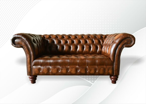 Design Chesterfield Sofa 2 Seater Brown Couch Upholstery Sofas Living Room Sofa New