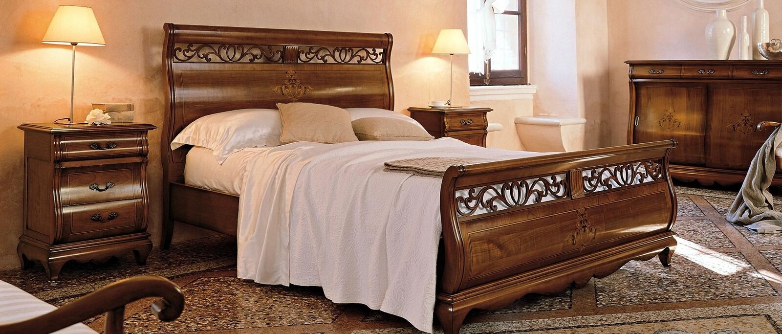 Double bed 2 bedside tables solid wood bedroom furniture solid wood set New