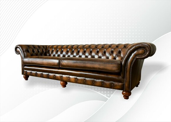 xxl Sofa 4 Seater Couch Chesterfield Upholstery Seat Set Leather Textile Brown