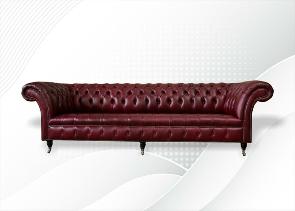 Red Big Sofa Couch Chesterfield 265cm XXL Upholstery Sofas 4pcs Leather Textile New