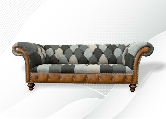 Chesterfield Multicoloured 3 Seater Sofa Three Seater Design Couches Upholstery Textile