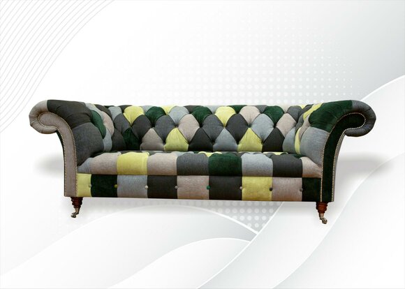 Chesterfield 3 Seater Multicoloured Living Room Design Couches Sofa Designer Furniture