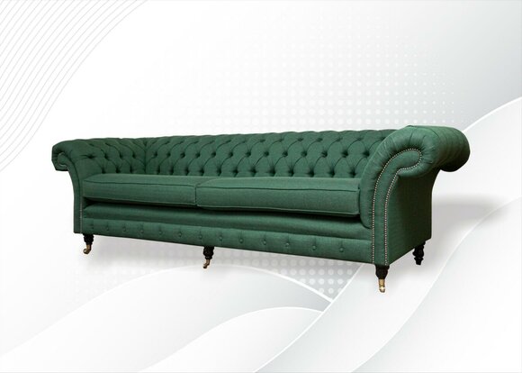 Chesterfield 4 Seater Dark Green Living Room Design Couches Sofa Big Furniture Fabric