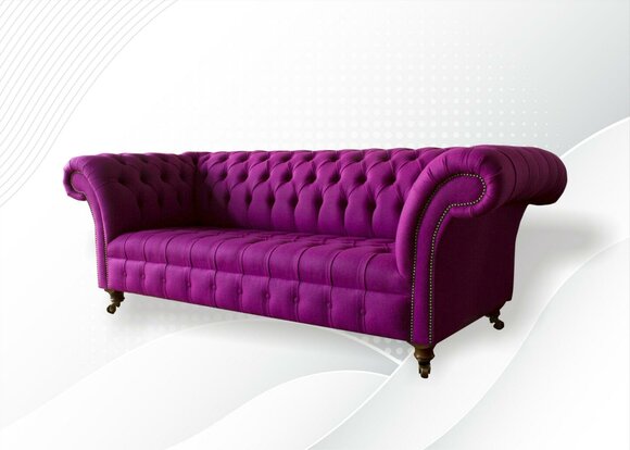 Chesterfield 3Seater Purple Fabric Design Couches Upholstery Sofas New Creative Sofa