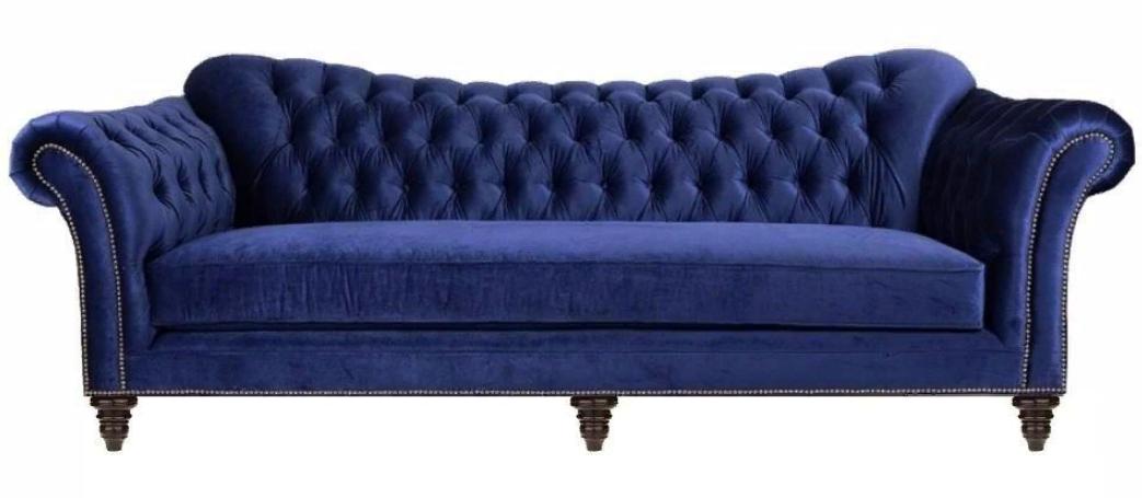 Blue Chesterfield Living Room Modern Design Couches Sofa Designer Furniture Fabric