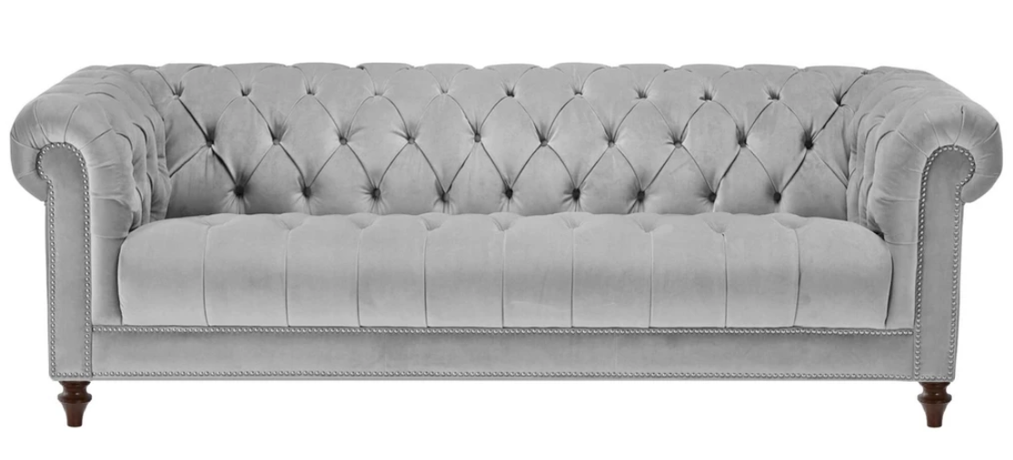 Light Grey Three Seater Chesterfield New Fabric Living Room Couches Upholstery Sofa Sofas