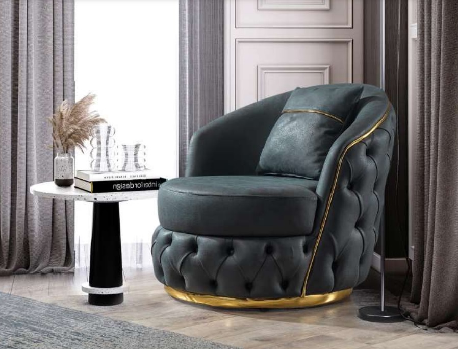 Armchair Chesterfield Seat Baroque Rococo Design Modern Living Room Upholstery Throne