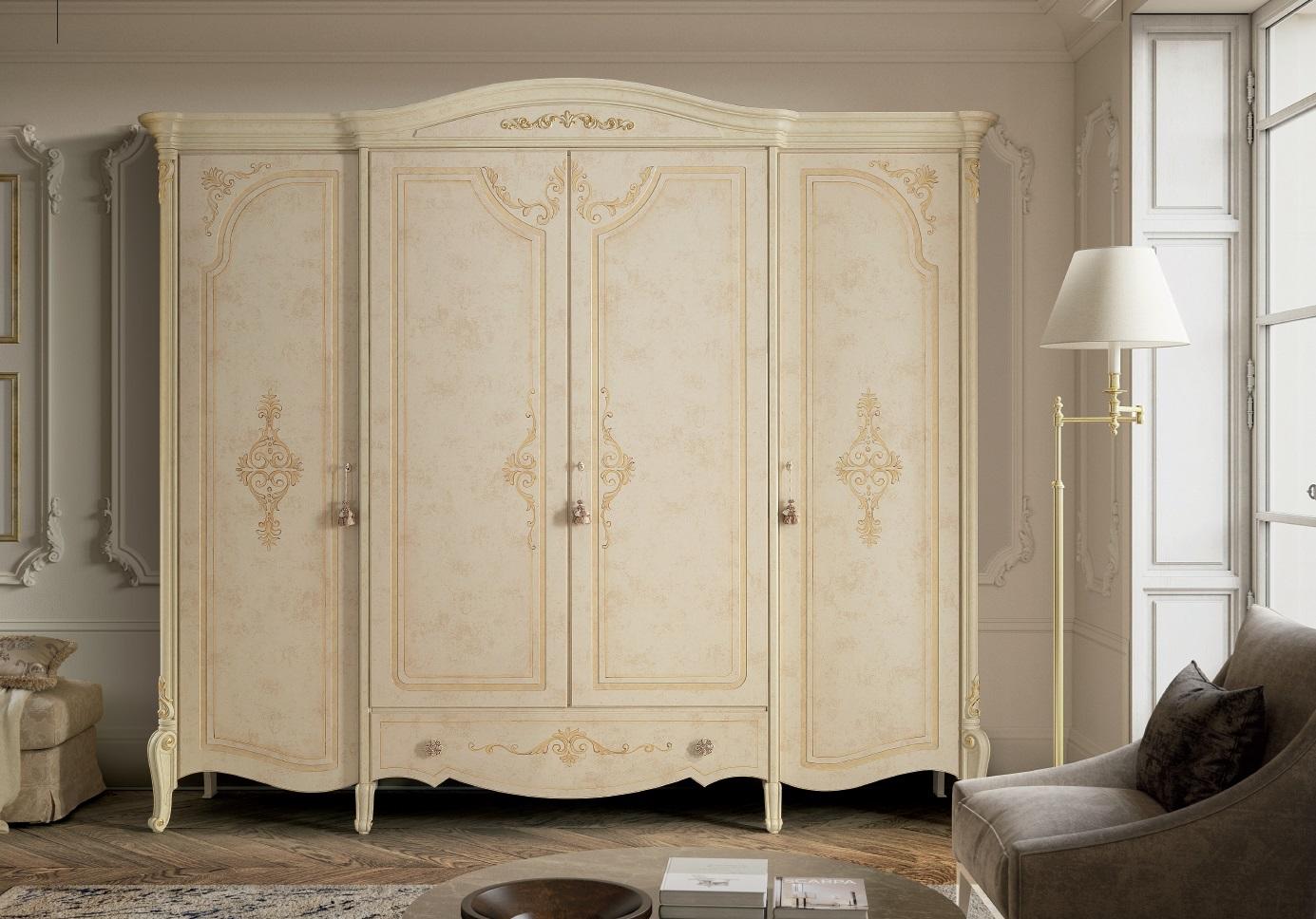 Wardrobe Cupboard Baroque Style Wood Furniture Classic Bedroom Wardrobes