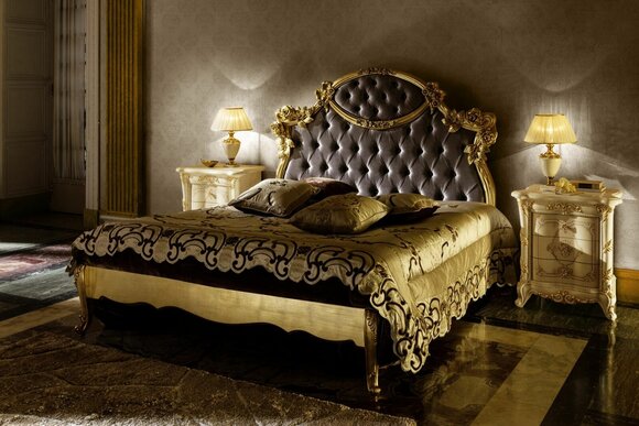 Chesterfield Classic Bed Luxury Furniture Baroque Hotel Leather Bedroom Beds