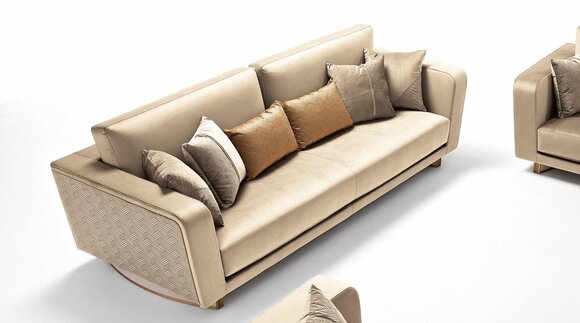 Design three-seater couch upholstered sofa modern 3-seater sofas room furniture beige seat