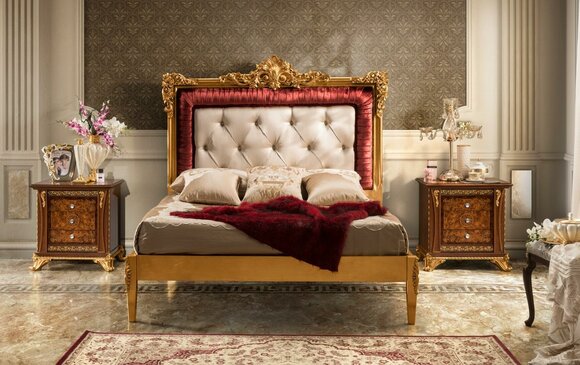 Bed bedroom set design luxury beds new baroque furniture 2x bedside table 3 pieces.