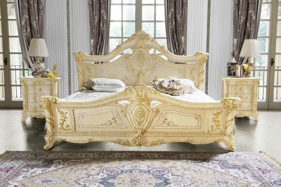 Bedroom set design art deco luxury beds furniture new bed bedside table 3 pieces.