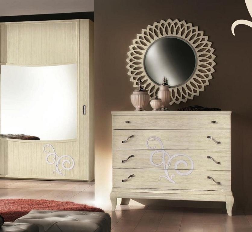 Dresser Mirror Wood Dressers Drawers Modern Wardrobe Consol Set 2pcs.