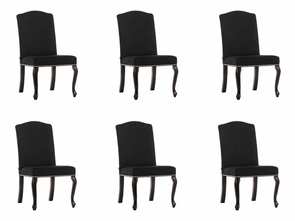 6x Chesterfield design upholstered chair set chairs textile seat complete set