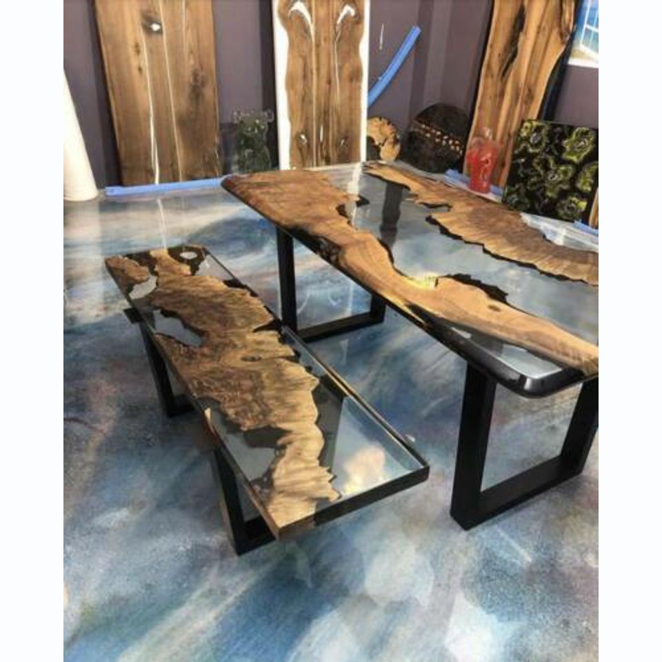 Dining Table Table Kitchen Table Modern Waterfall River Epoxy Resin Furniture New Tables