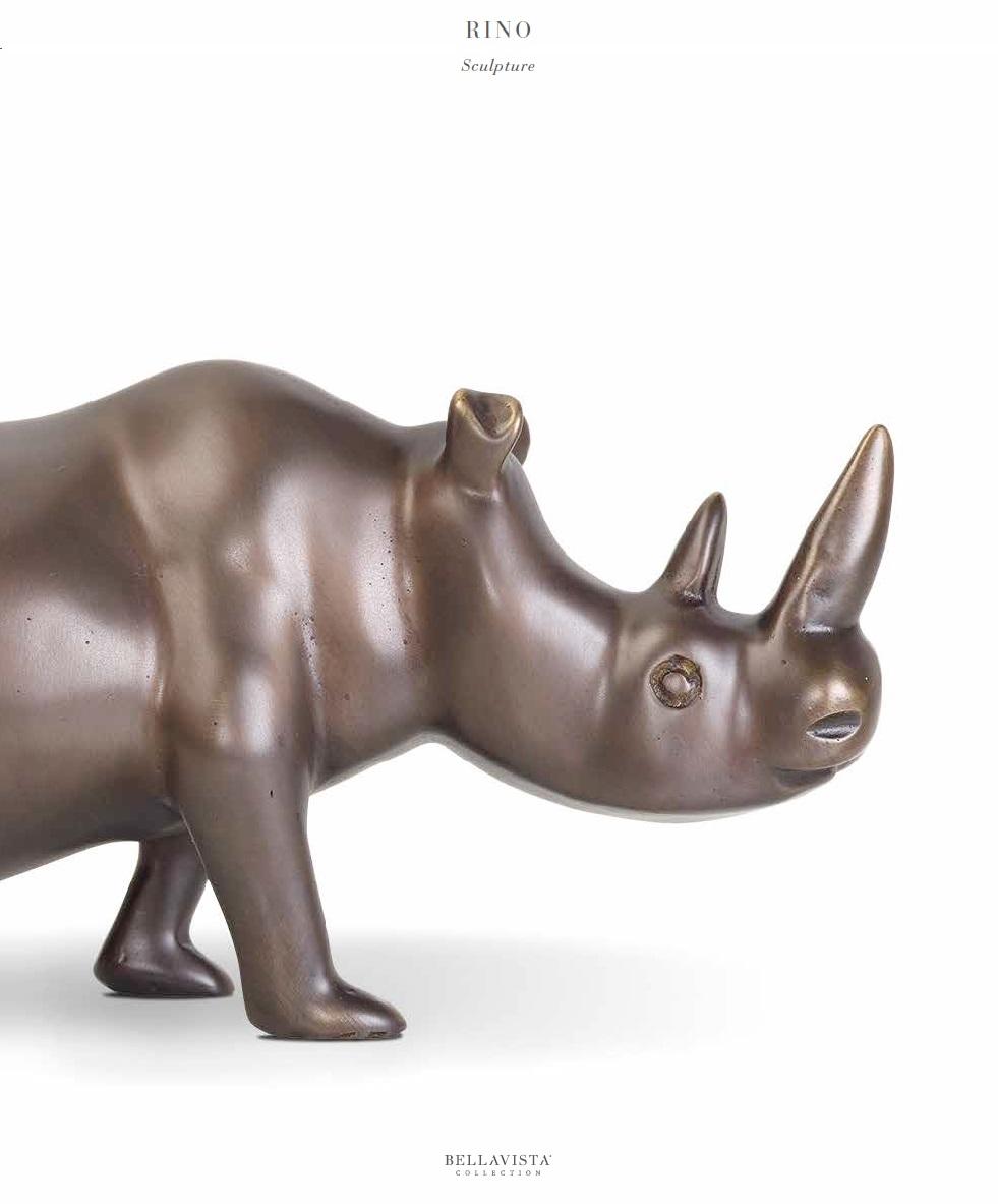 Brass Rhinoceros Decoration Sculpture Gold Africa New Colour Gold