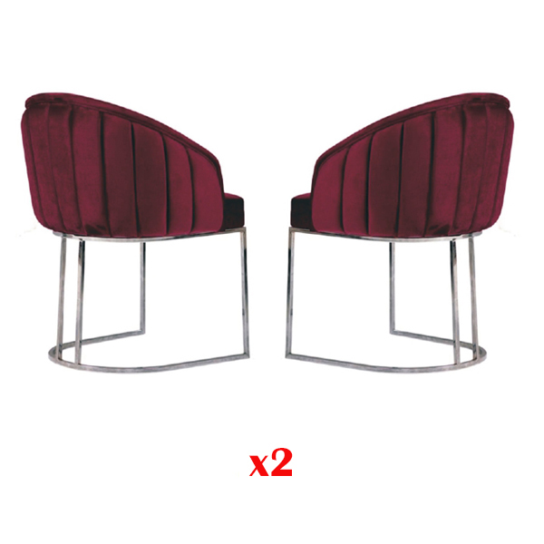 Designer Metal Fabric Upholstered Chairs Gastro Dining Room Modern 2x Armchairs