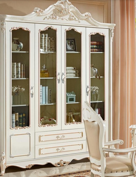 Bookcase Style Art Deco Cabinet Display Case White Furniture Cupboards