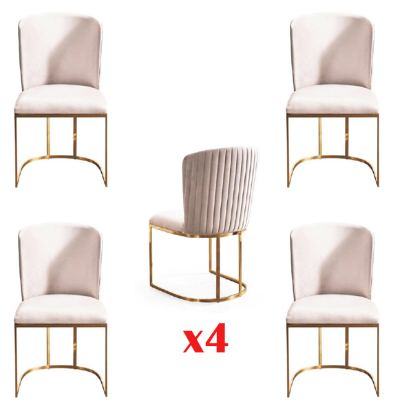 Chair 4x Chairs Group Set Living Dining Room Set Style Textile Modern