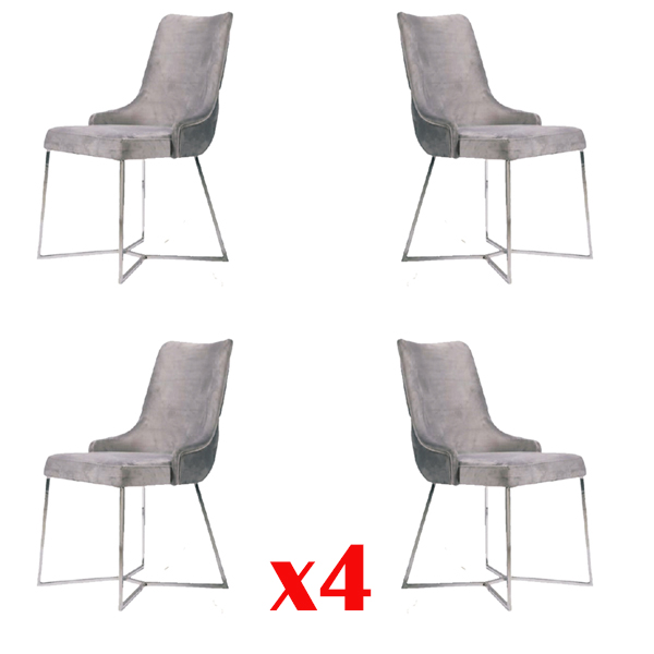 Group Chairs Set Textile Fabric Wood Upholstered Dining Chairs