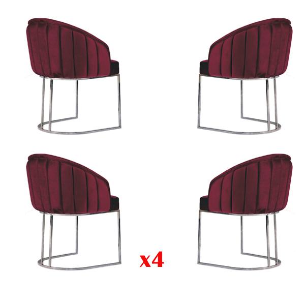 Dining Room 4 x Chair Design Upholstered Seat Chairs Set Armchair Lounge