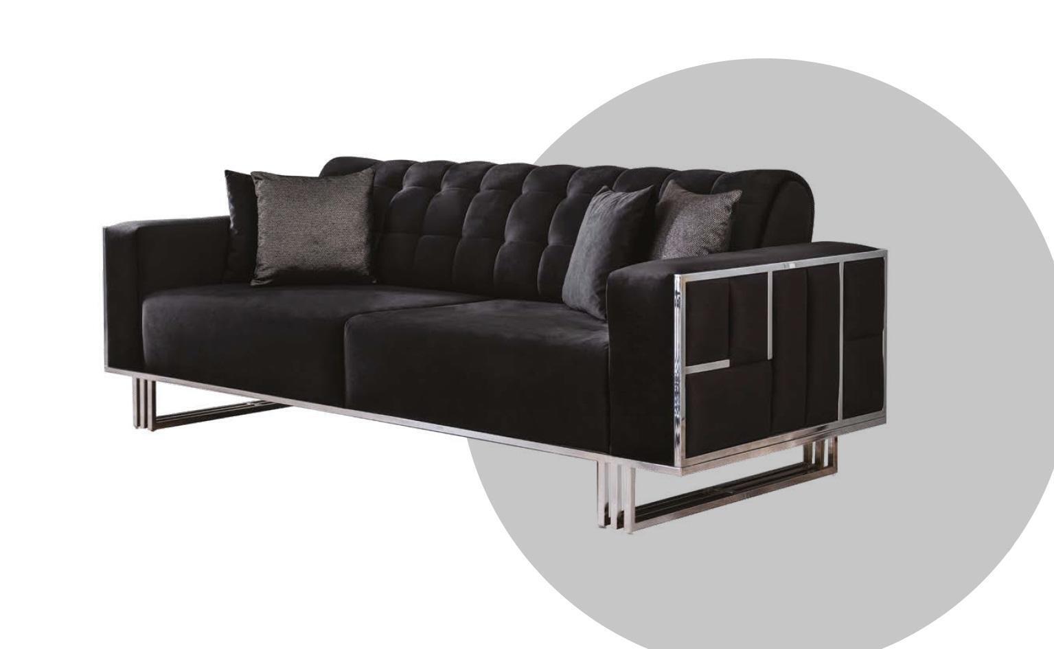 Three-seater couch sofa furniture furnishings couches sofas black upholstery