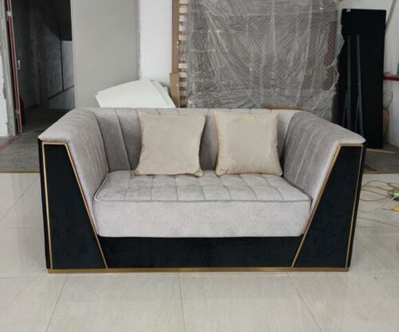 Luxury Sofa 2Seater Furniture Design Upholstery Black Textile Velvet Sofas Couches Medusa