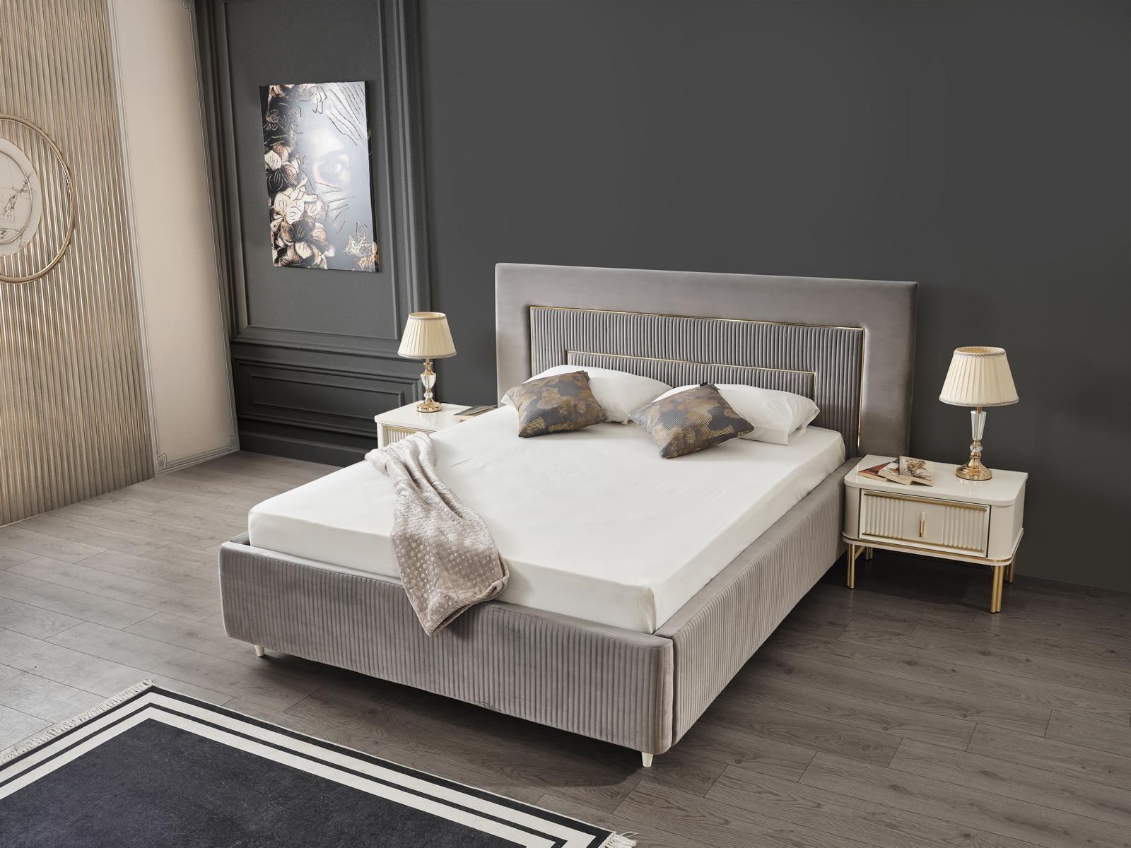 Bedroom bed 2x bedside tables luxury bed set complete design furniture 3 pieces.