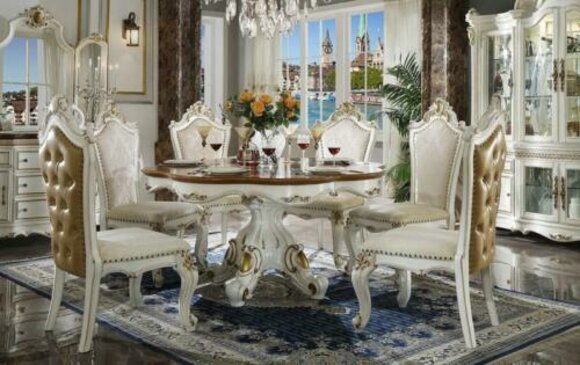 Dining Table 4x Chairs Classic Dining Room Set 5pcs Round Table Chair