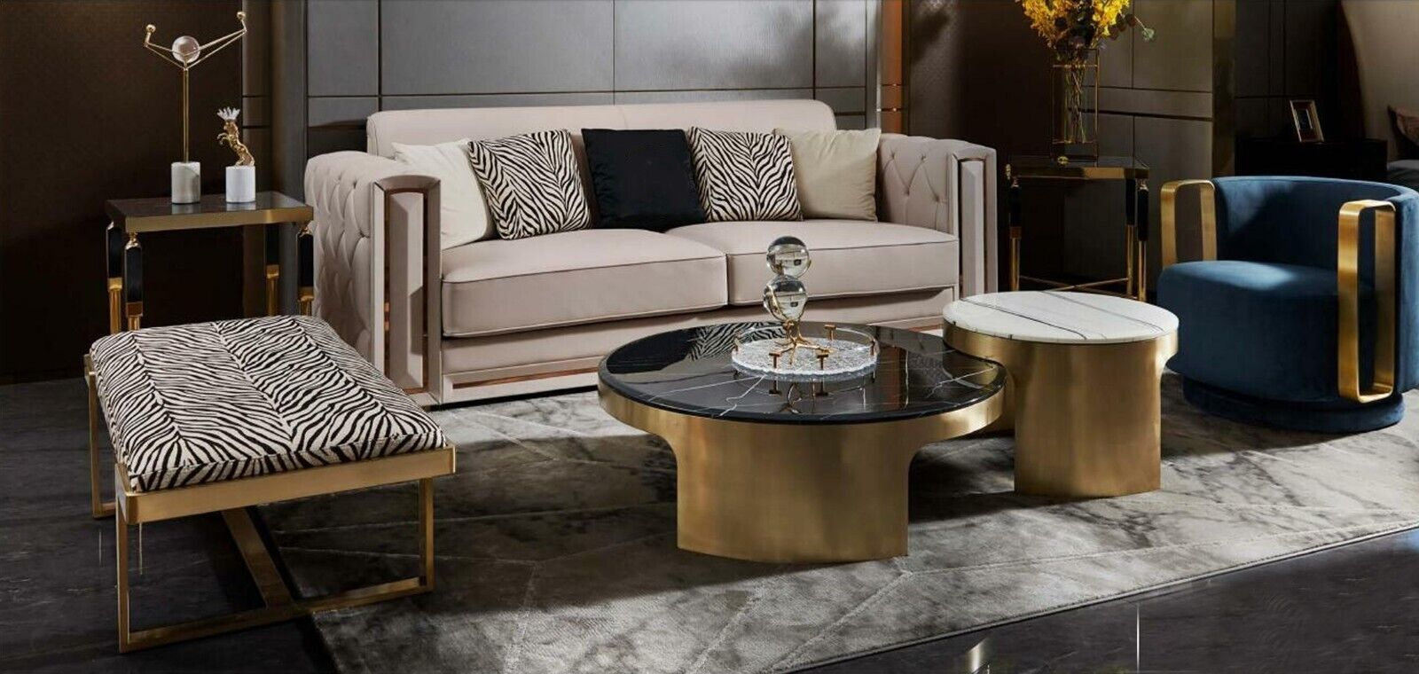 Double Coffee Table Black White Luxury Table Living Room Creative Modern Furniture