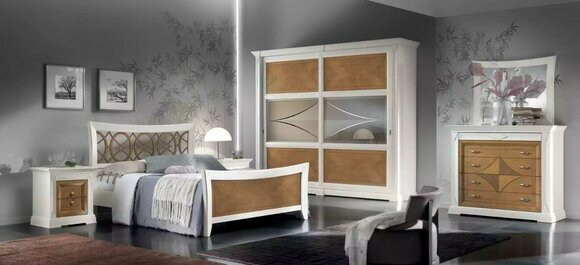 Bed 2x bedside tables 6 pieces bedroom set design modern luxury classic