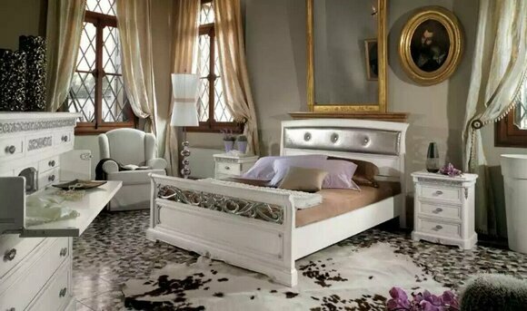 Bed 2x bedside tables 3 piece bedroom set designer luxury beds white