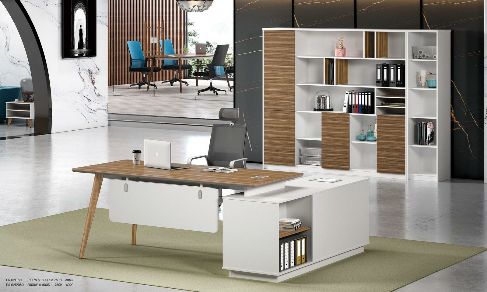 Office furniture 2 pieces. Set boss table + filing cabinet tables shelf desk