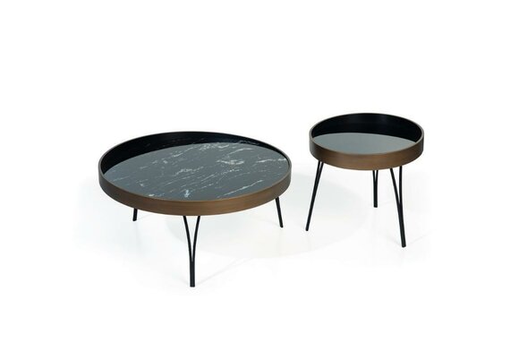 Designer coffee table modern set luxury 2x tables round side tables 2 pieces.