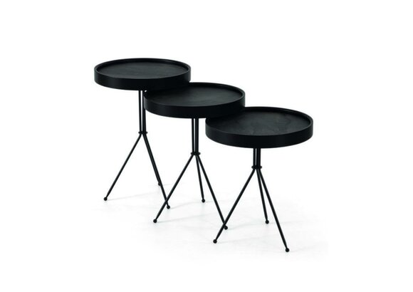 Modern Black Side Table Set 3x Luxury Living Room Coffee Tables