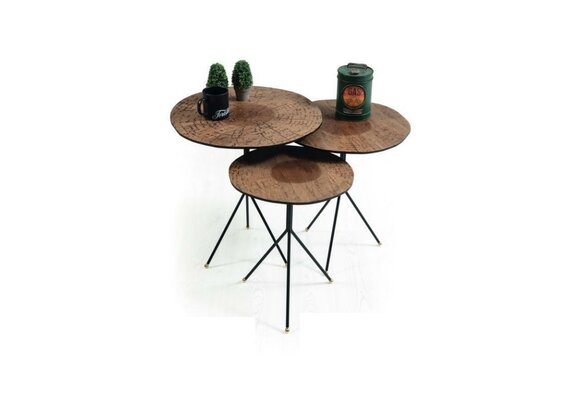 Round set of 3 coffee tables, luxurious side tables, living room tables